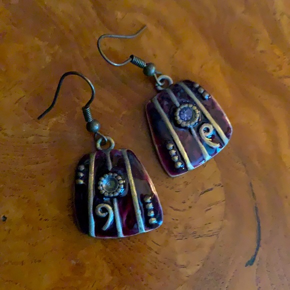Purple Artisan Made Earrings - Picture 1 of 1